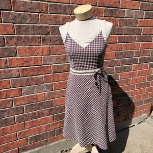 Ann Taylor Loft Size 2 Sleeveless Brown Tan Polka Dot Lined Dress